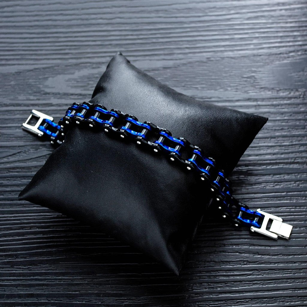Men’s Stainless Steel Bike Chain Bracelet – Hip-Hop Style Motorcycle Link Jewelry – Trendy Biker Wristband