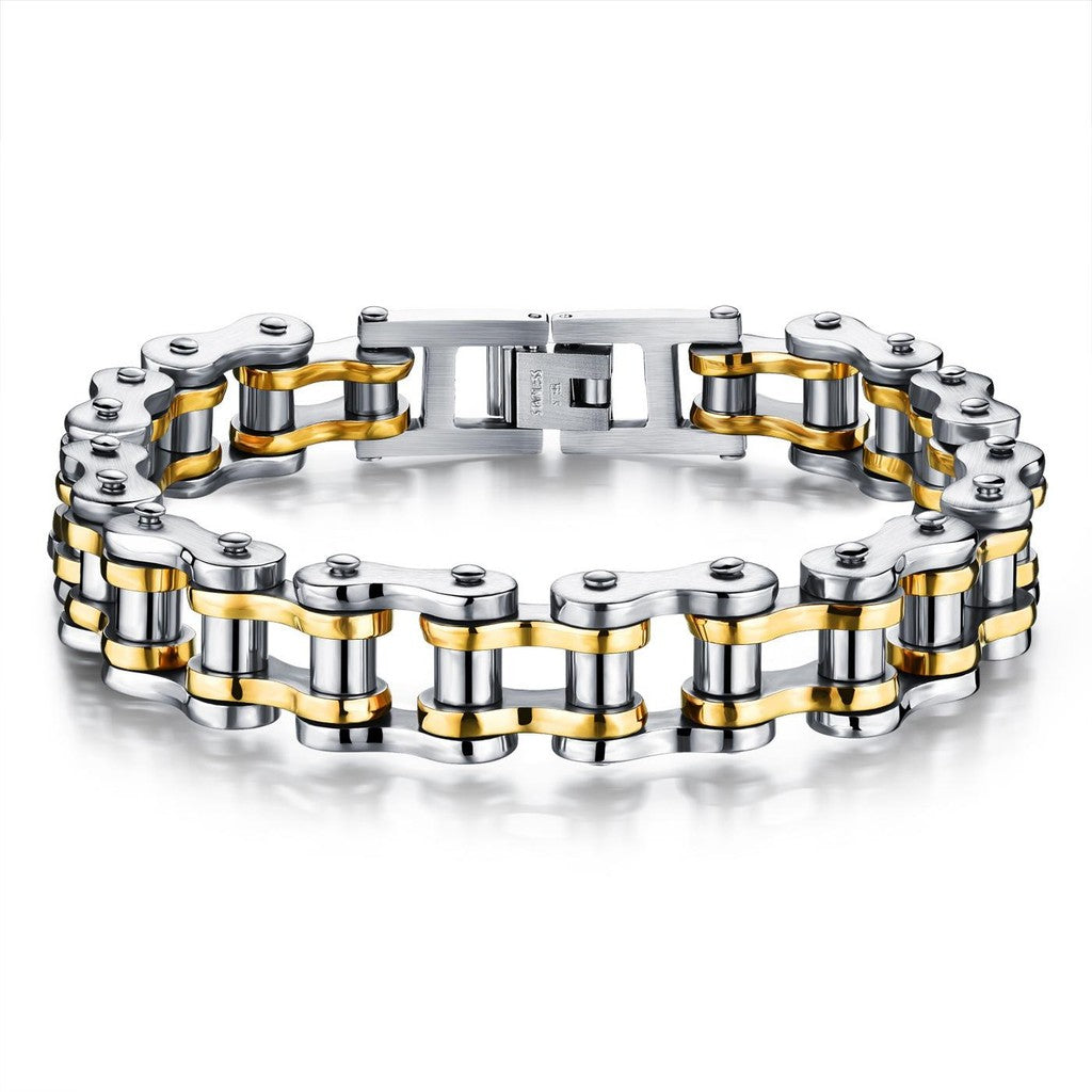Men’s Biker Chain Bracelet – Rock Style Titanium Steel Motorcycle Link Jewelry