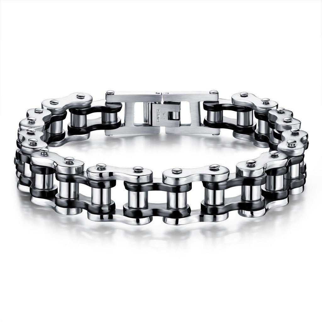 Men’s Biker Chain Bracelet – Rock Style Titanium Steel Motorcycle Link Jewelry