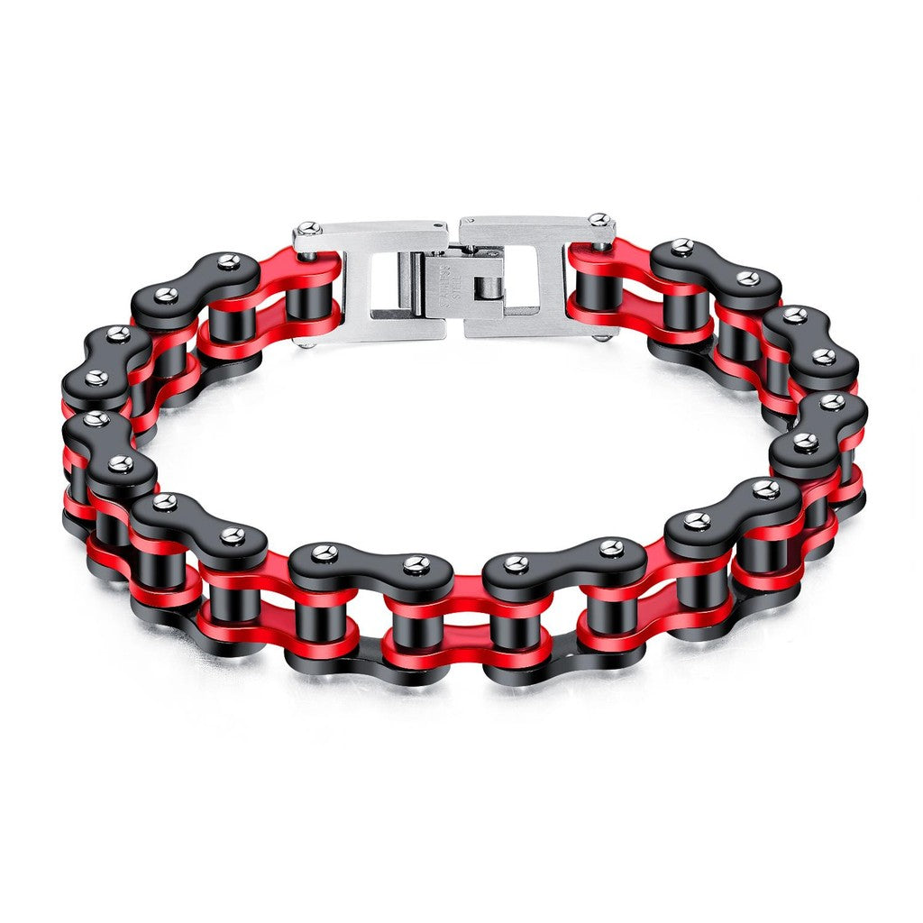 Men’s Stainless Steel Bike Chain Bracelet – Hip-Hop Style Motorcycle Link Jewelry – Trendy Biker Wristband