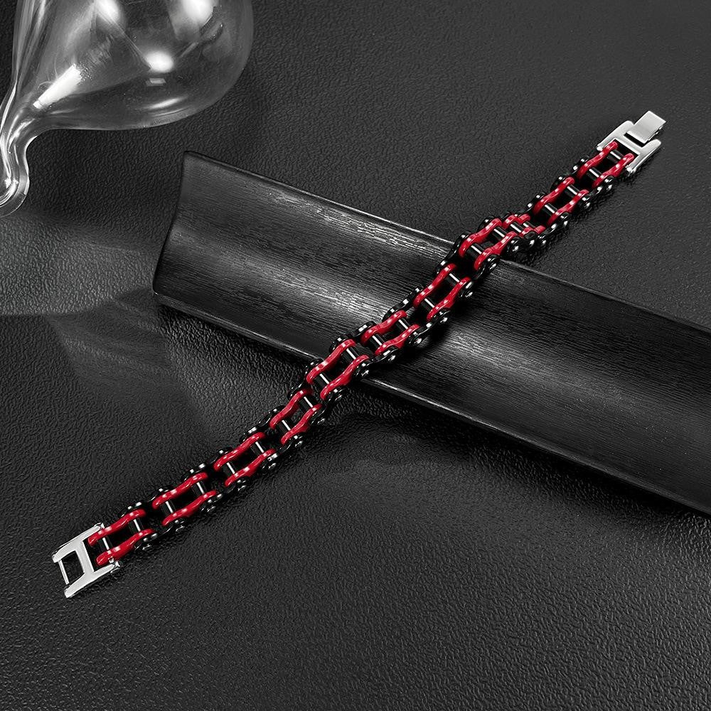 Men’s Stainless Steel Bike Chain Bracelet – Hip-Hop Style Motorcycle Link Jewelry – Trendy Biker Wristband