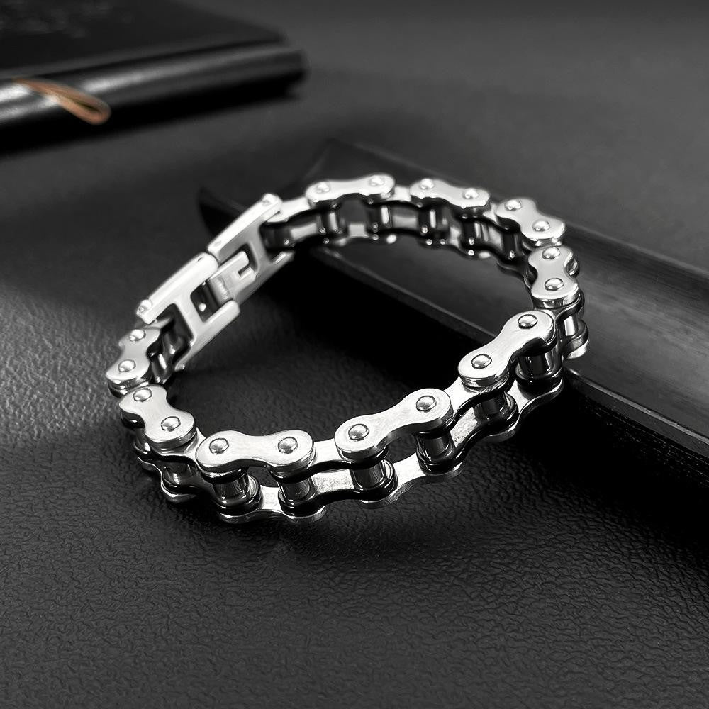 Men’s Biker Chain Bracelet – Rock Style Titanium Steel Motorcycle Link Jewelry