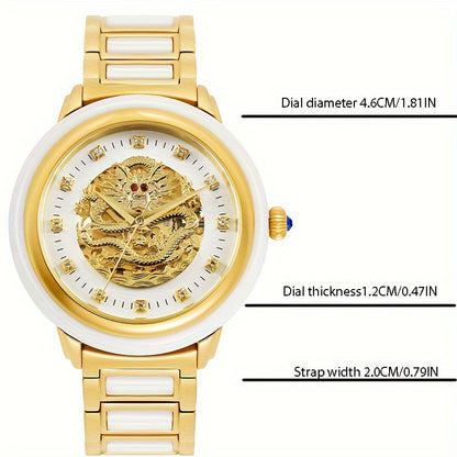 [Elegant Mechanical Watch] Stainless Steel Automatic Mechanical Women's Watch - Elegant Phoenix Dial Round Case