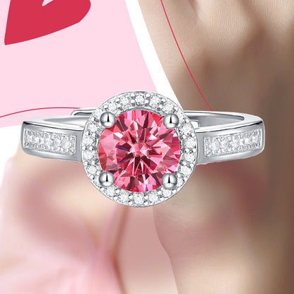 Deluxe Pink Moissanite S925 Silver Ring