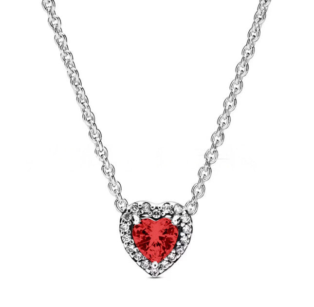 Luxurious Red Heart Pendant Women's Necklace with Arrow Through Heart Rose Jewelry Gift Box