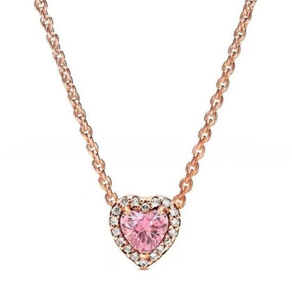 Heart-Shaped Heart Necklace Lover's Holiday Gift Jewelry with Eternal Rose Jewelry Gift Box