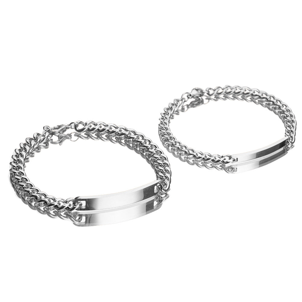 Engraved Stainless Steel Couple Bracelet