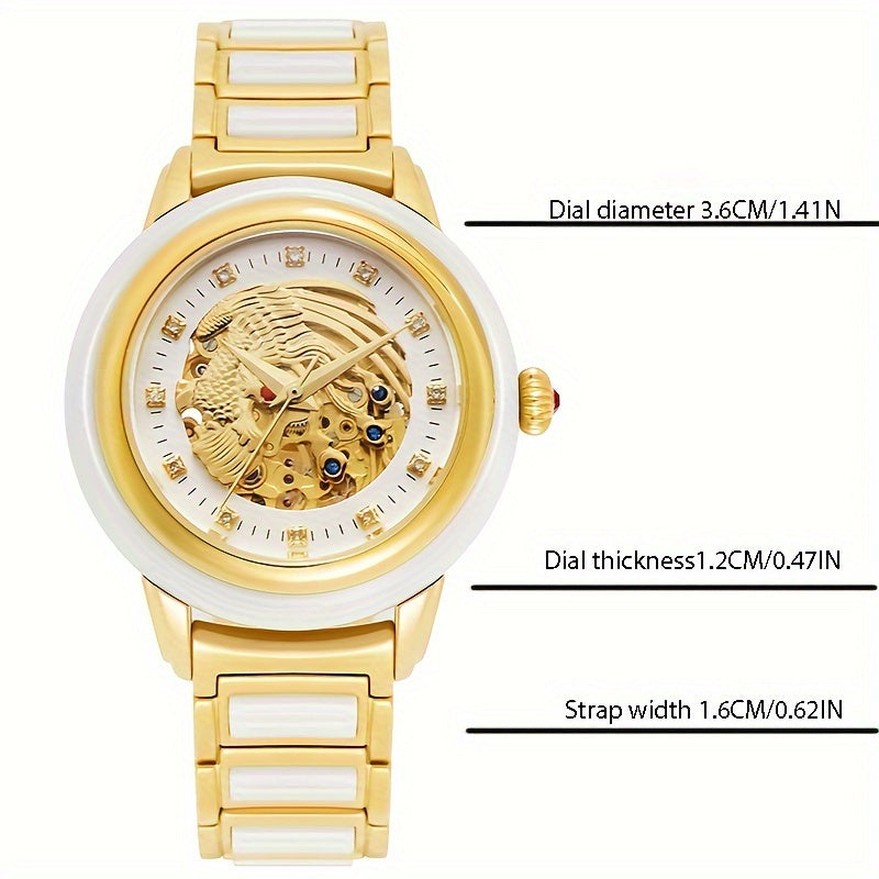 [Elegant Mechanical Watch] Stainless Steel Automatic Mechanical Women's Watch - Elegant Phoenix Dial Round Case