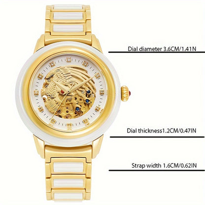 [Elegant Mechanical Watch] Stainless Steel Automatic Mechanical Women's Watch - Elegant Phoenix Dial Round Case