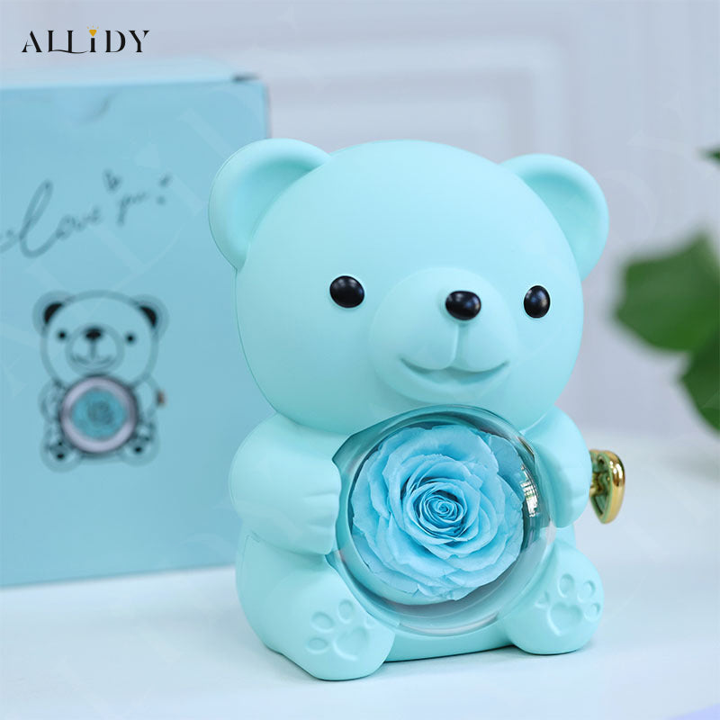 Preserved Rose Teddy Bear Jewelry Storage Gift Box