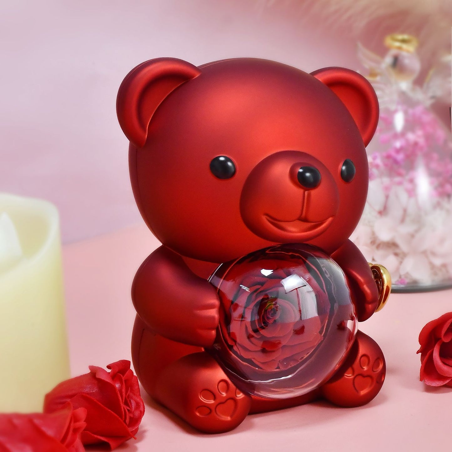 Hot Selling Heart-shaped Luxury Necklace and Rose Teddy Bear Fashionable Exquisite Festival Jewelry Gifts Set