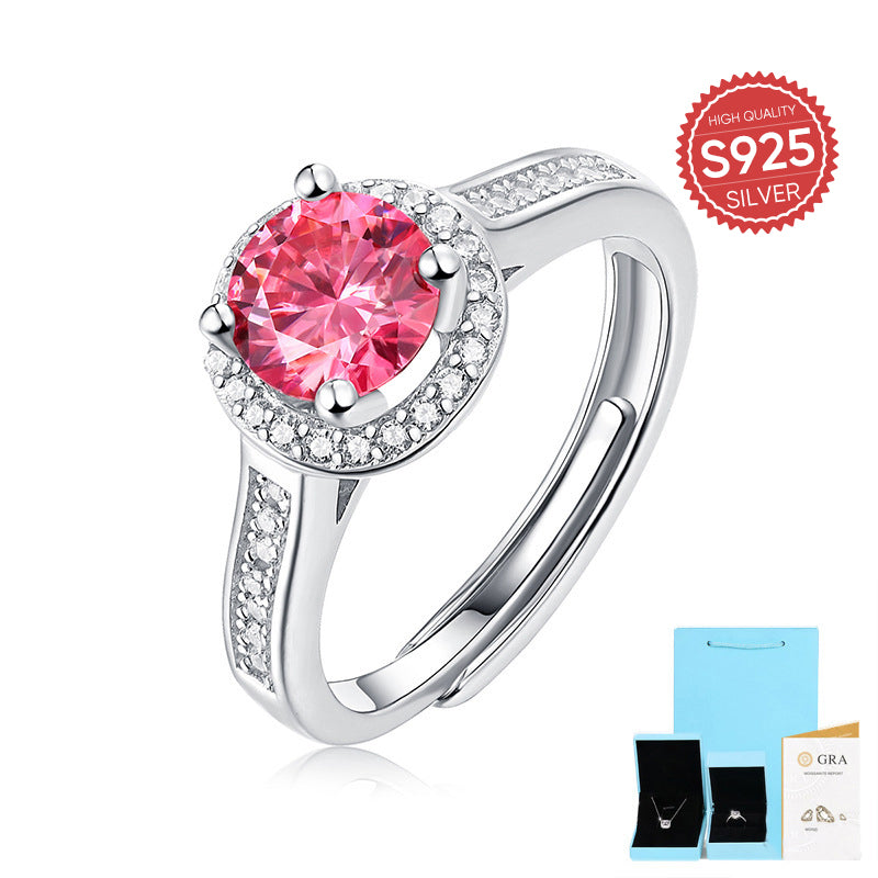 Deluxe Pink Moissanite S925 Silver Ring