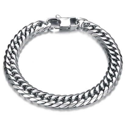 Men’s Hip Hop Cuban Chain Bracelet – Chunky Titanium Steel Link Wristband, Bold & Versatile Street Style