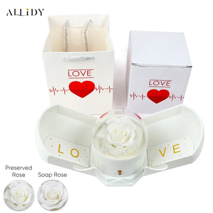 New Creative Double Open Preserved/Soap Rose Gift Box Drawer Jewelry Box Necklace Christmas Birthday Holiday Gift Set Box