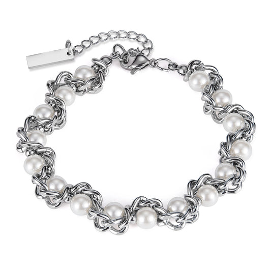 Trendy Pearl Wrap Chain Bracelet for Women – Creative Stainless Steel Design Jewelry