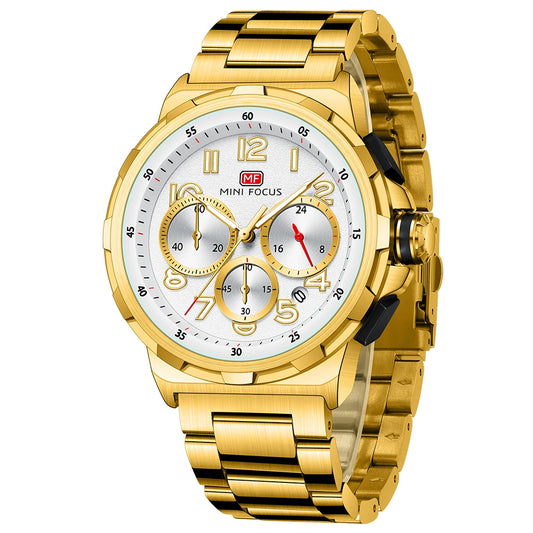 MINIFOCUS Men's Business Watch – Multifunction Waterproof Quartz Wristwatch Stainless Steel Band Stylish Professional Design