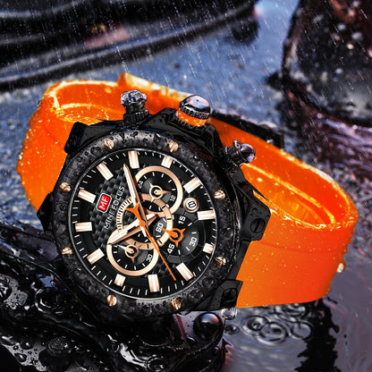 MINIFOCUS Men’s Sports Quartz Watch – Waterproof Chronograph Carbon Fiber Bezel Luminous Hands Multifunction Outdoor Timepiece