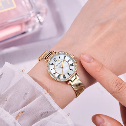 MINIFOCUS Women's Watch Japanese Quartz Waterproof Fashion Wristwatch Milanese Mesh Stainless Steel Band Elegant Gift for Ladies