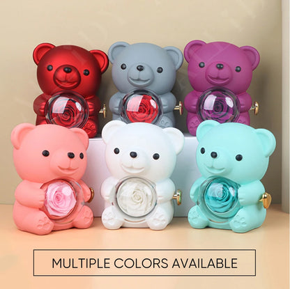 2025 Mother's Day Gifts Idea 8-Character Infinite Love Necklace Real Rose Teddy Bear Jewelry Storage Gift Box for Wife Mom Women
