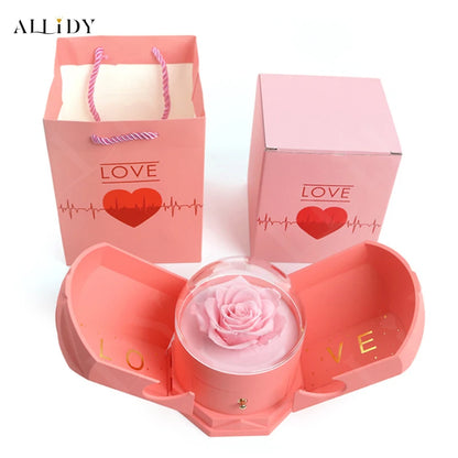 New Creative Double Open Preserved/Soap Rose Gift Box Drawer Jewelry Box Necklace Christmas Birthday Holiday Gift Set Box