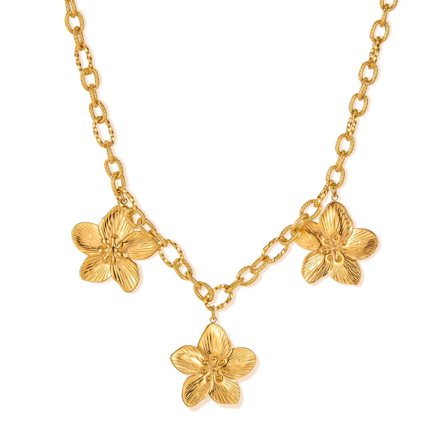 High-Sense Retro Statement Flower Necklace for Women - Versatile Y2K Stainless Steel Titanium Steel Collarbone Chain Jewelry
