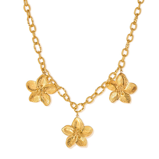 High-Sense Retro Statement Flower Necklace for Women - Versatile Y2K Stainless Steel Titanium Steel Collarbone Chain Jewelry