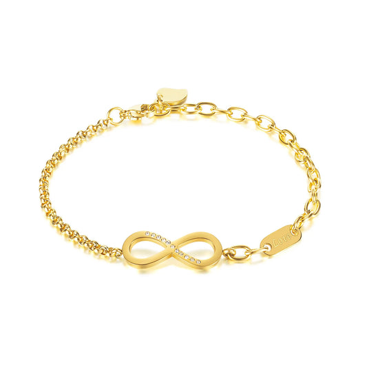 INS Style Stainless Steel Number 8 Zircon Chain Bracelet for Women