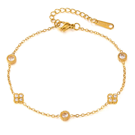 Fashion Women’s Bracelet – Minimalist Gold-Plated Zircon Stainless Steel Titanium Jewelry