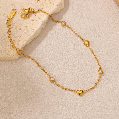 Elegant Heart Zircon Bracelet for Women – Stainless Steel Titanium Steel Dainty Fashion Jewelry
