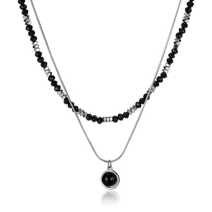 Trendy Hip Hop Layered Necklace – Unisex Double Chain Stainless Steel Fashion Jewelry