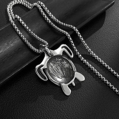 Men’s Sea Turtle Pendant Necklace – Hip Hop Style Stainless Steel Animal Jewelry for Trendy Streetwear