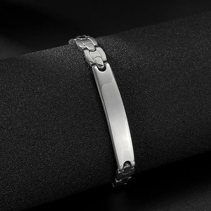 Men’s Hip Hop Curved Plate Bracelet – Polished Titanium Stainless Steel Wristband, Minimalist Urban Jewelry