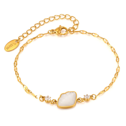 Minimalist Shell & Zircon Bracelet for Women – INS Style Stainless Steel Titanium Jewelry