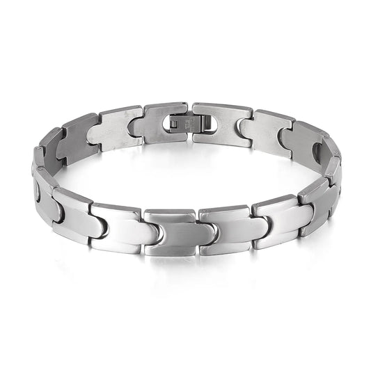 Men’s Trendy Stainless Steel Bracelet – Creative Polished Titanium Wristband, Minimalist Fashion Accessory