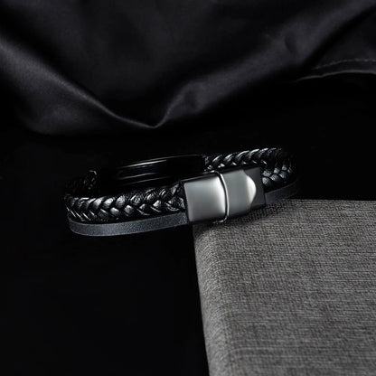 Men’s Retro Leather Bracelet – Classic Hip Hop Street Style Wristband, Fashion Accessory for Trendy Looks