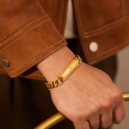 Vintage Gold Cuban Chain Bracelet for Men – Stainless Steel Titanium Punk Style Jewelry