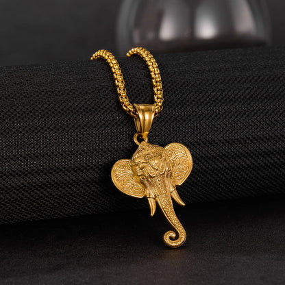 Men’s Retro Elephant Pendant Necklace – Creative Hip Hop Stainless Steel Chain Jewelry