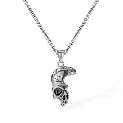 Men’s Punk Skull Pendant Necklace – Retro Stainless Steel Chain with Creative Gothic Style