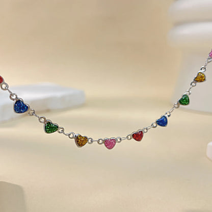Summer New Colorful Heart Necklace for Women - Minimalist Stainless Steel Collarbone Jewelry