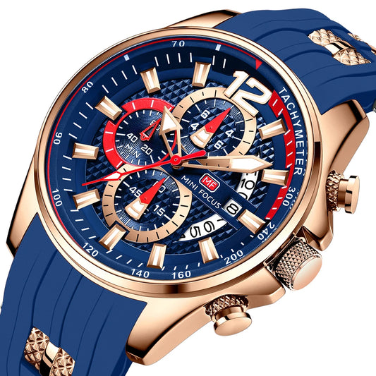 MINIFOCUS Mens Fashion Sports Watch Waterproof Quartz Large Dial Luminous Timepiece Watches for Man