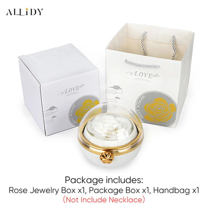 New Surprise Gift Idea Preserved Rose Round Ring or Necklace Jewelry Gift Box with Engraved Name Necklace for Girl Friend Mum