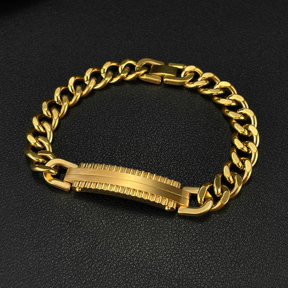 Vintage Gold Cuban Chain Bracelet for Men – Stainless Steel Titanium Punk Style Jewelry