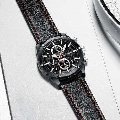 MINIFOCUS Men’s Fashion Business Watch – Bestseller Luminous Waterproof Quartz Timepiece with Genuine Leather Strap for Men