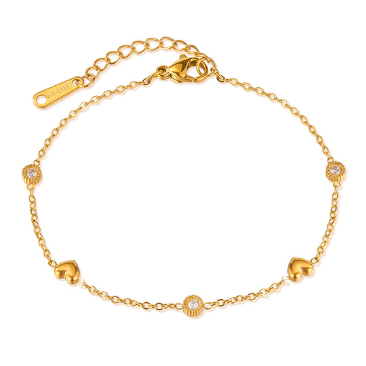 Elegant Heart Zircon Bracelet for Women – Stainless Steel Titanium Steel Dainty Fashion Jewelry