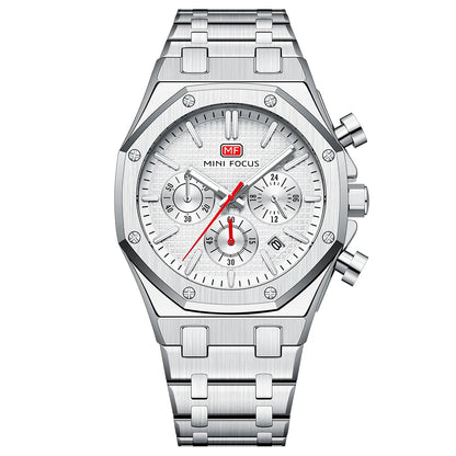 MINIFOCUS Men’s Business Casual Multifunction Quartz Watch – Luminous Waterproof Stainless Steel Band Watch Father’s Day Gift