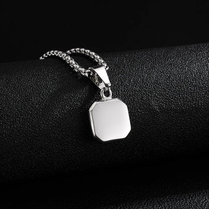 Men’s Geometric Block Pendant Necklace – Minimalist Stainless Steel Drip Enamel Hip Hop Jewelry