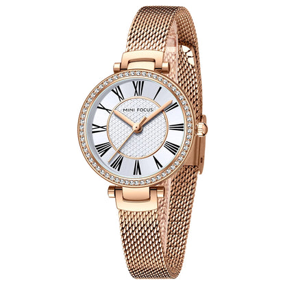 MINIFOCUS Women's Watch Japanese Quartz Waterproof Fashion Wristwatch Milanese Mesh Stainless Steel Band Elegant Gift for Ladies