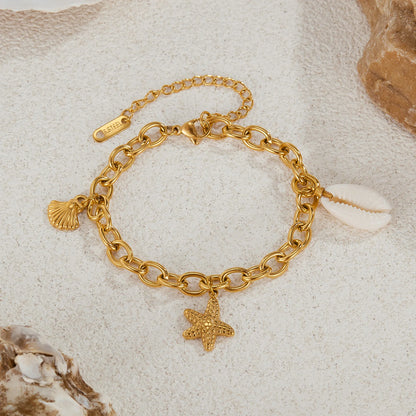 Ocean Starfish Shell Bracelet for Women – Elegant Stainless Steel Luxury Chain Jewelry