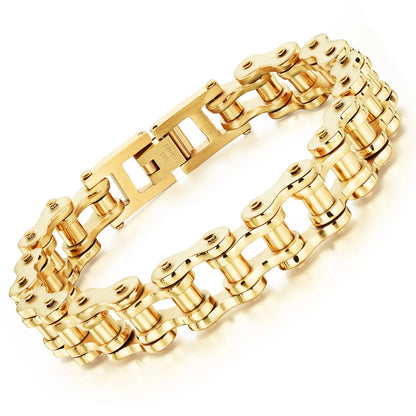 Hot-Selling Titanium Steel Biker Bracelet for Men – Rock Style Motorcycle Chain Design, Punk Jewelry