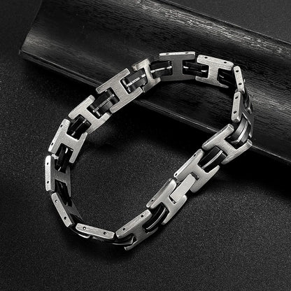 Men’s Punk Style Stainless Steel Bracelet – Retro Titanium Steel Fashion Wristband for Bold Urban Looks